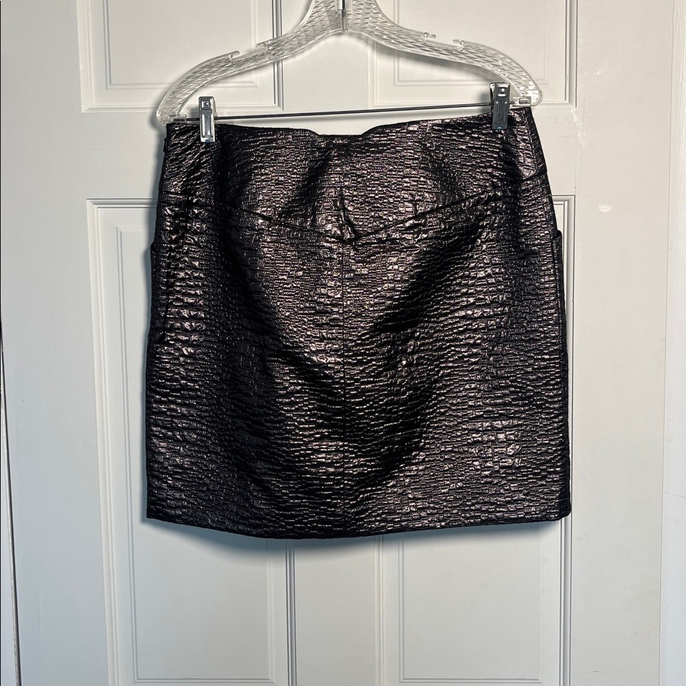 Tibi Metallic Bronze Mini Skirt 10 - Picture 2 of 6